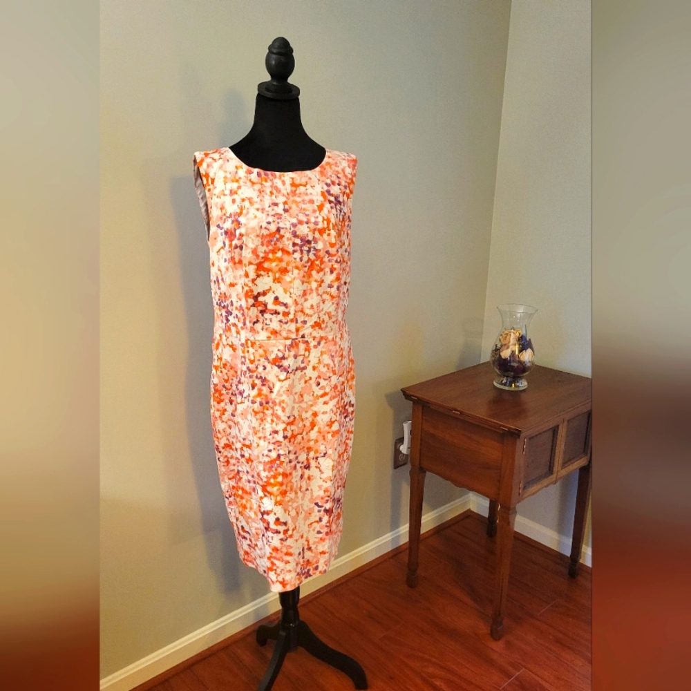 Ann Taylor patterned midi sheath dress
